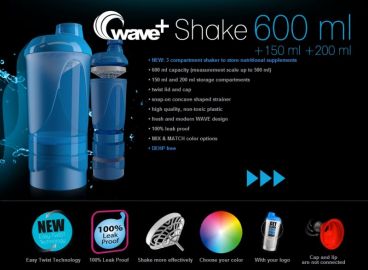 Imagine produs Shaker Vitabolic Wave PLUS (cu 3 compartimente)